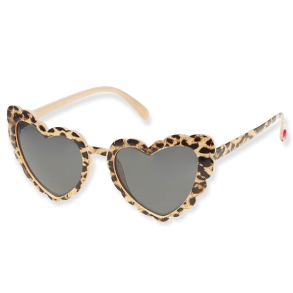 BETSEY JOHNSON True To Heart Sunglasses Leopard Cat Eye Scalloped Heart Shape - Picture 2 of 5